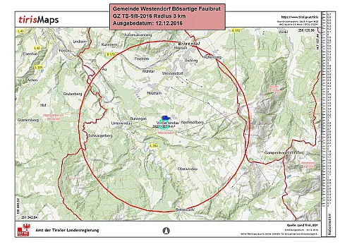 Sperrgebiet Westendorf Karte des Sperrgebiet Westendorf